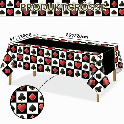 4x Casino Tischdecke Schwarz Rechteckig Poker Party Deko