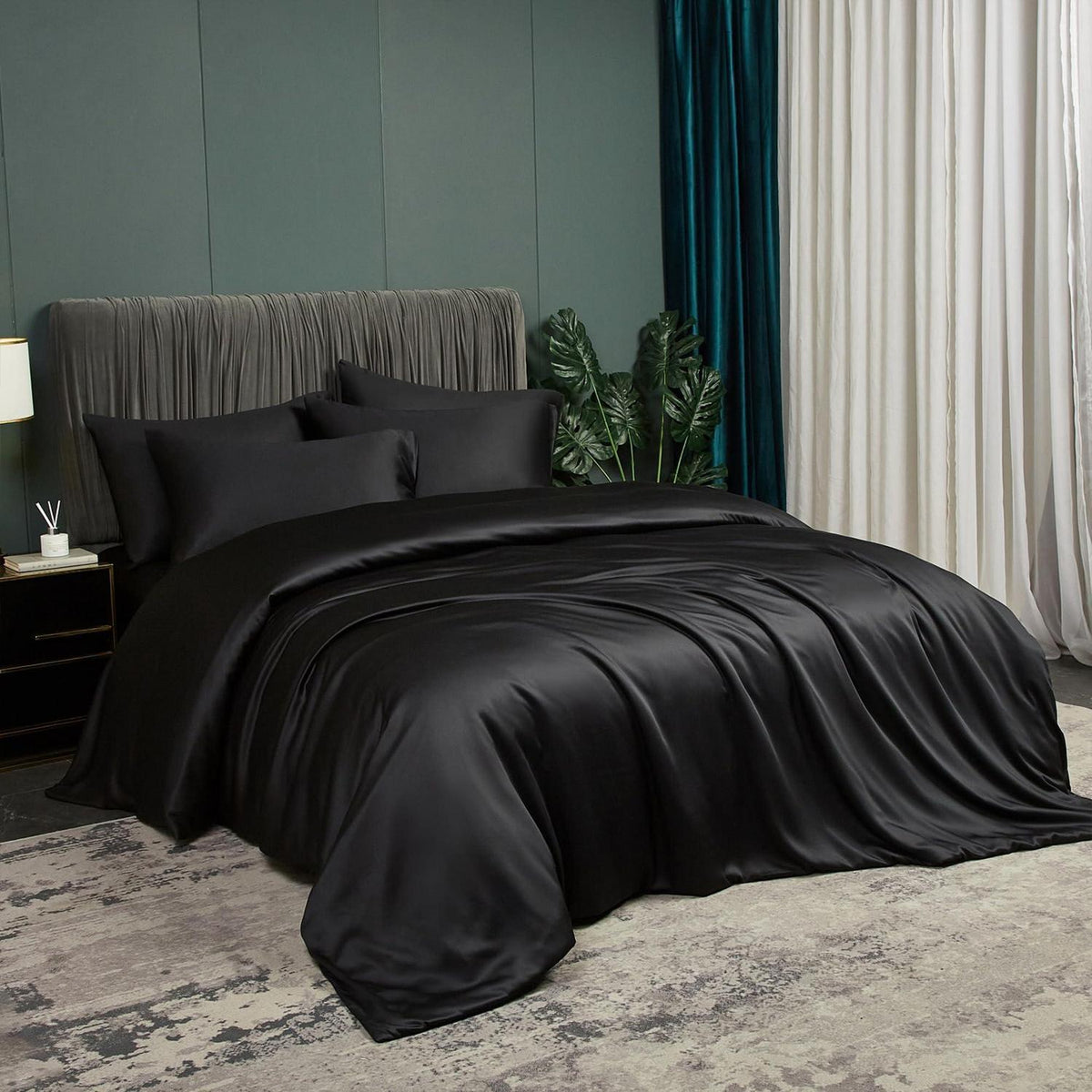 Kühlendes Bambus Bettwäsche-Set 220x240 cm Schwarz