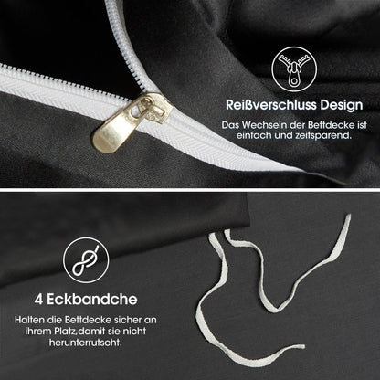 Kühlendes Bambus Bettwäsche-Set 220x240 cm Schwarz