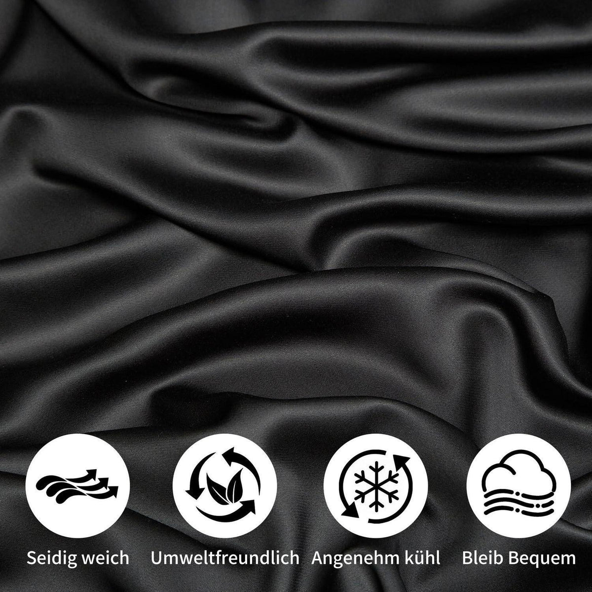 Kühlendes Bambus Bettwäsche-Set 220x240 cm Schwarz