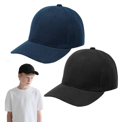 2x Kinder Baseballkappen - Schwarz & Marineblau, Verstellbar