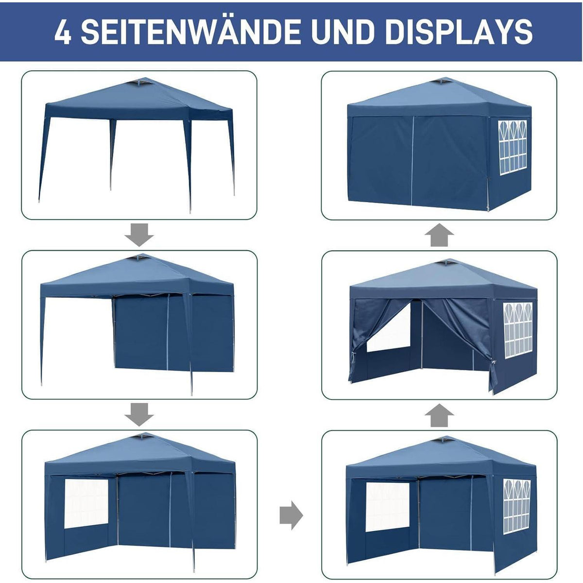 3x3m Pop-Up Pavillon – Wasserdicht & Höhenverstellbar (Blau)