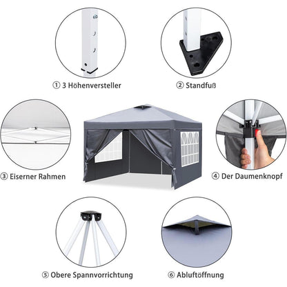 3x3m Pop-Up Pavillon – Wasserdicht & Höhenverstellbar
