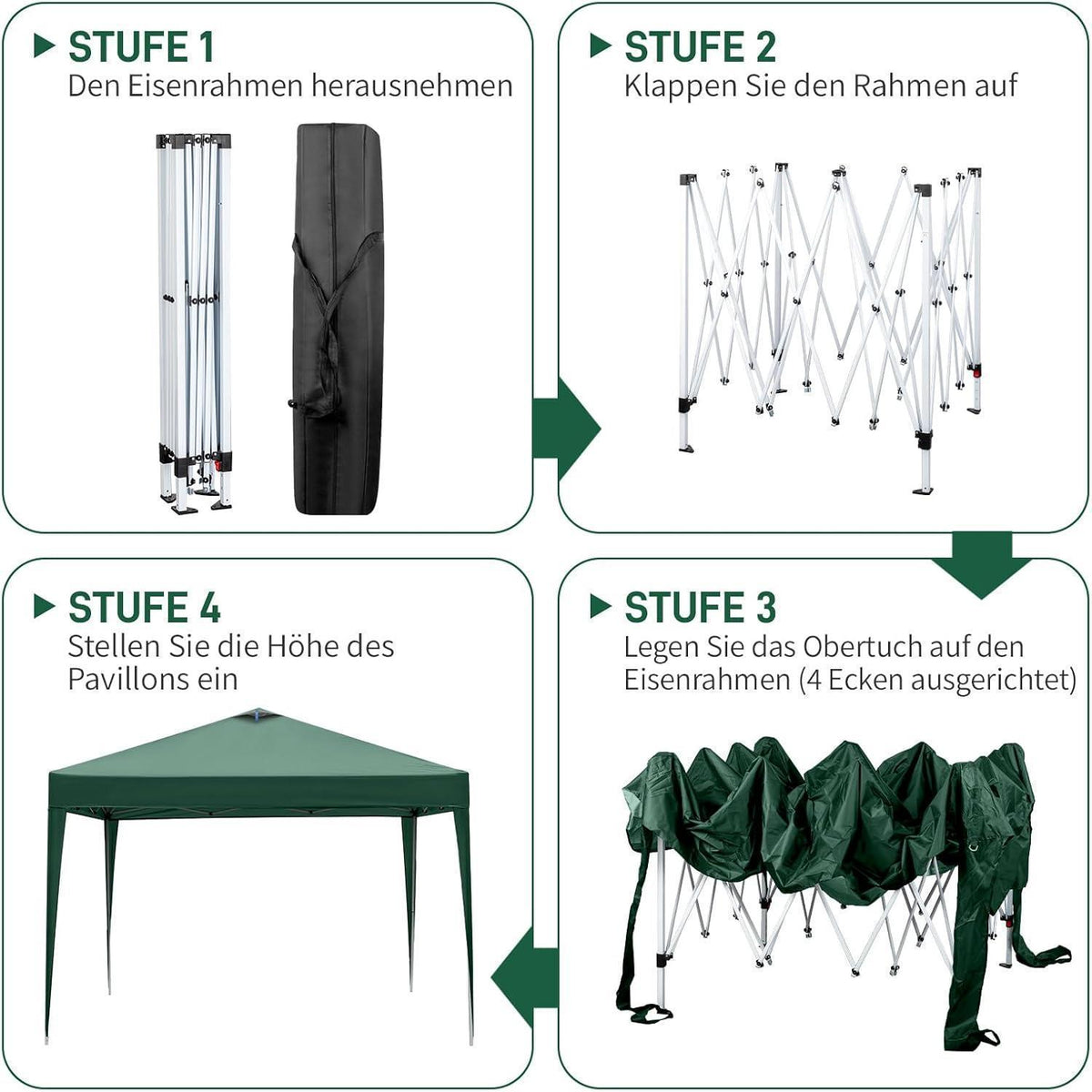 3x3m Pop-Up Pavillon – Wasserdicht & Höhenverstellbar