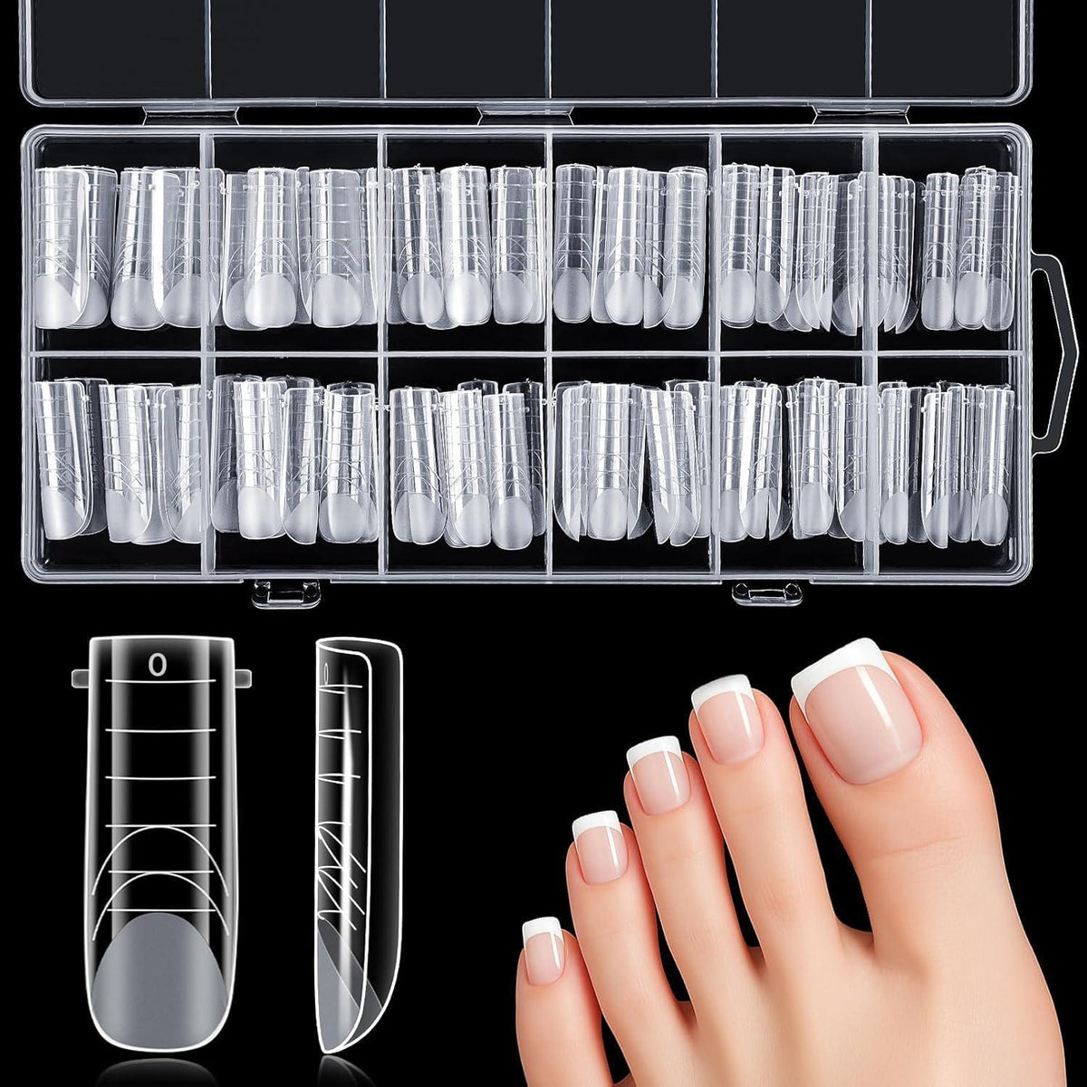 120 Dual Form Fußnägel Polygel mit Skalenlinien