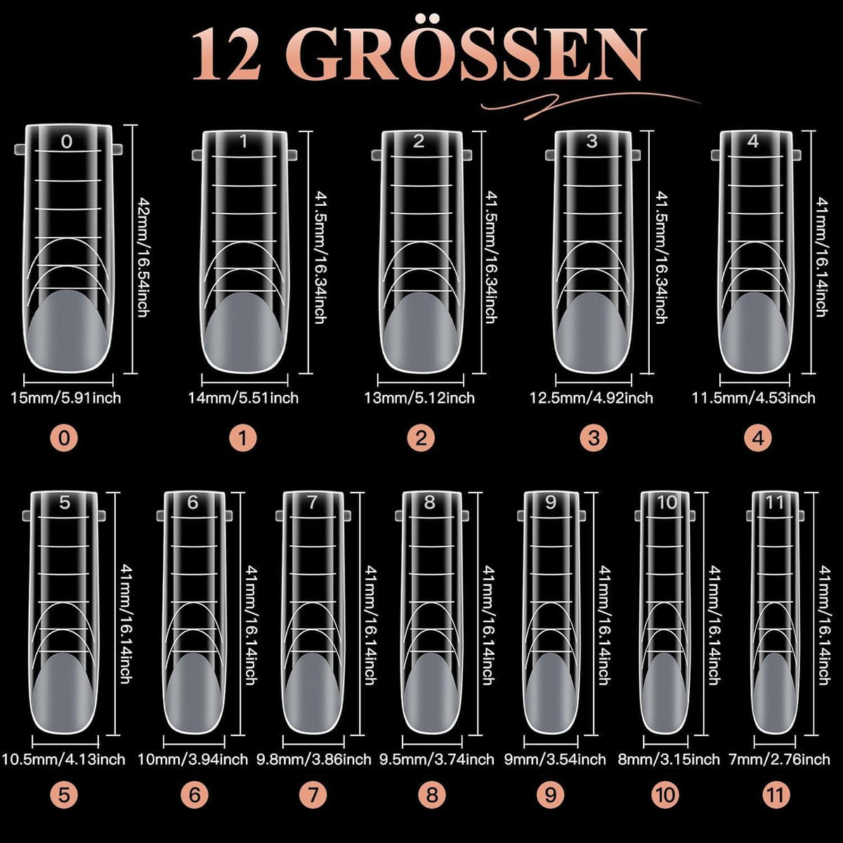 120 Dual Form Fußnägel Polygel mit Skalenlinien