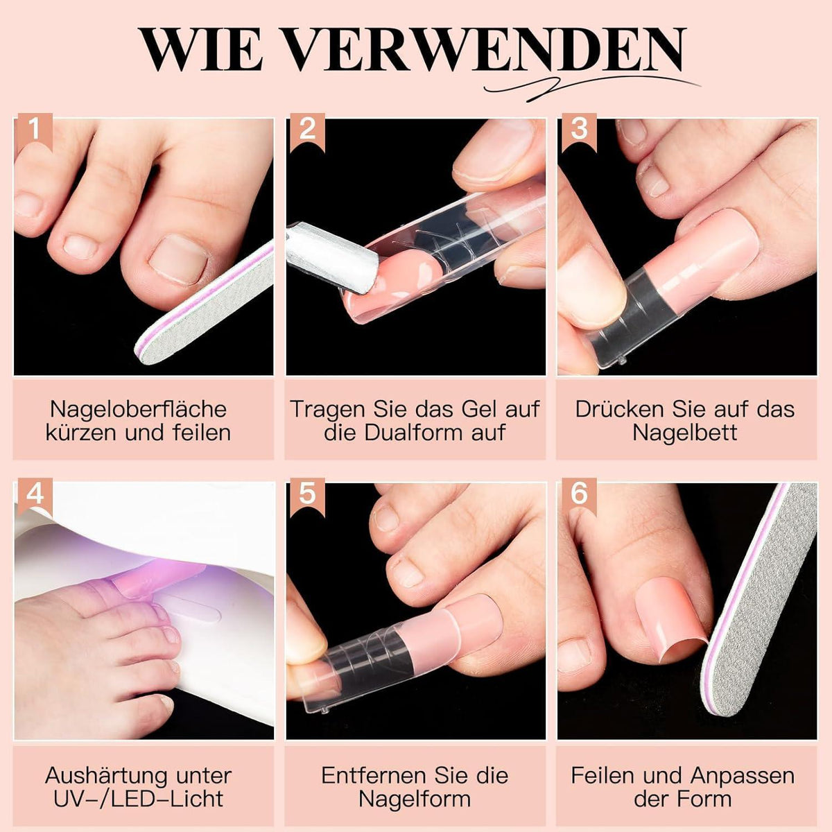 120 Dual Form Fußnägel Polygel mit Skalenlinien