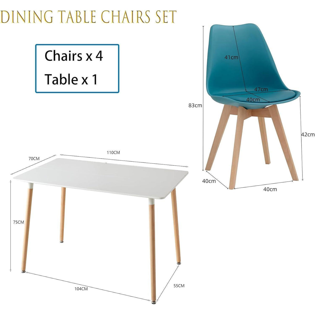 Esszimmer-Set Holz mit 6 Mintgrün Stühlen
