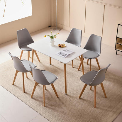 Esszimmer-Set Holz mit 6 skandinavischen Stühlen Grau