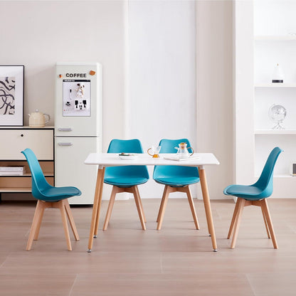 Esszimmer-Set Holz Mintgrün – Esstisch mit 4 skandinavischen Stühlen