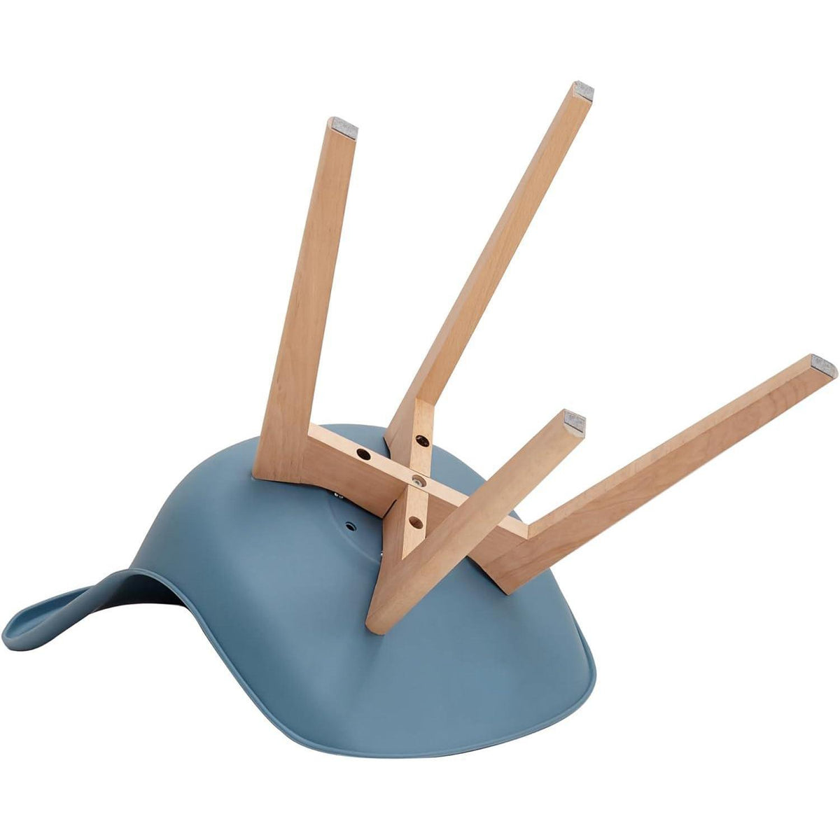 Esszimmer-Set Holz mit 6 skandinavischen Stühlen dunkelblau
