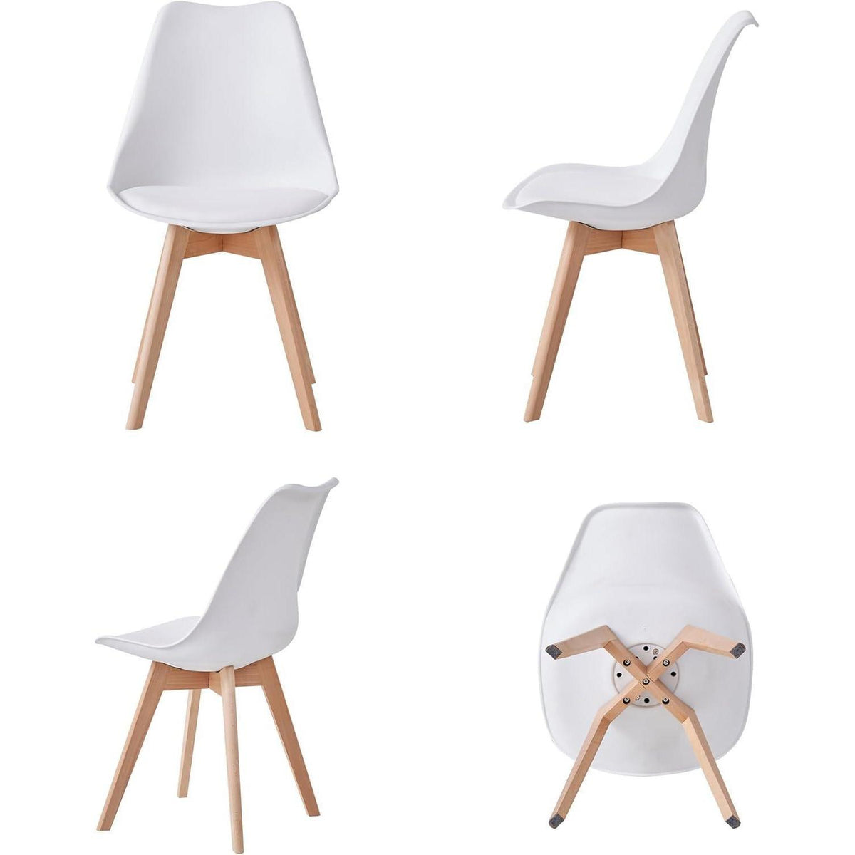 Esszimmer-Set Holz mit 6 skandinavischen Stühlen Weiß