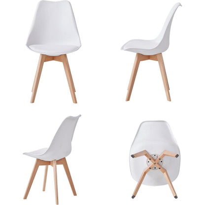 Esszimmer-Set Holz mit 6 skandinavischen Stühlen Weiß