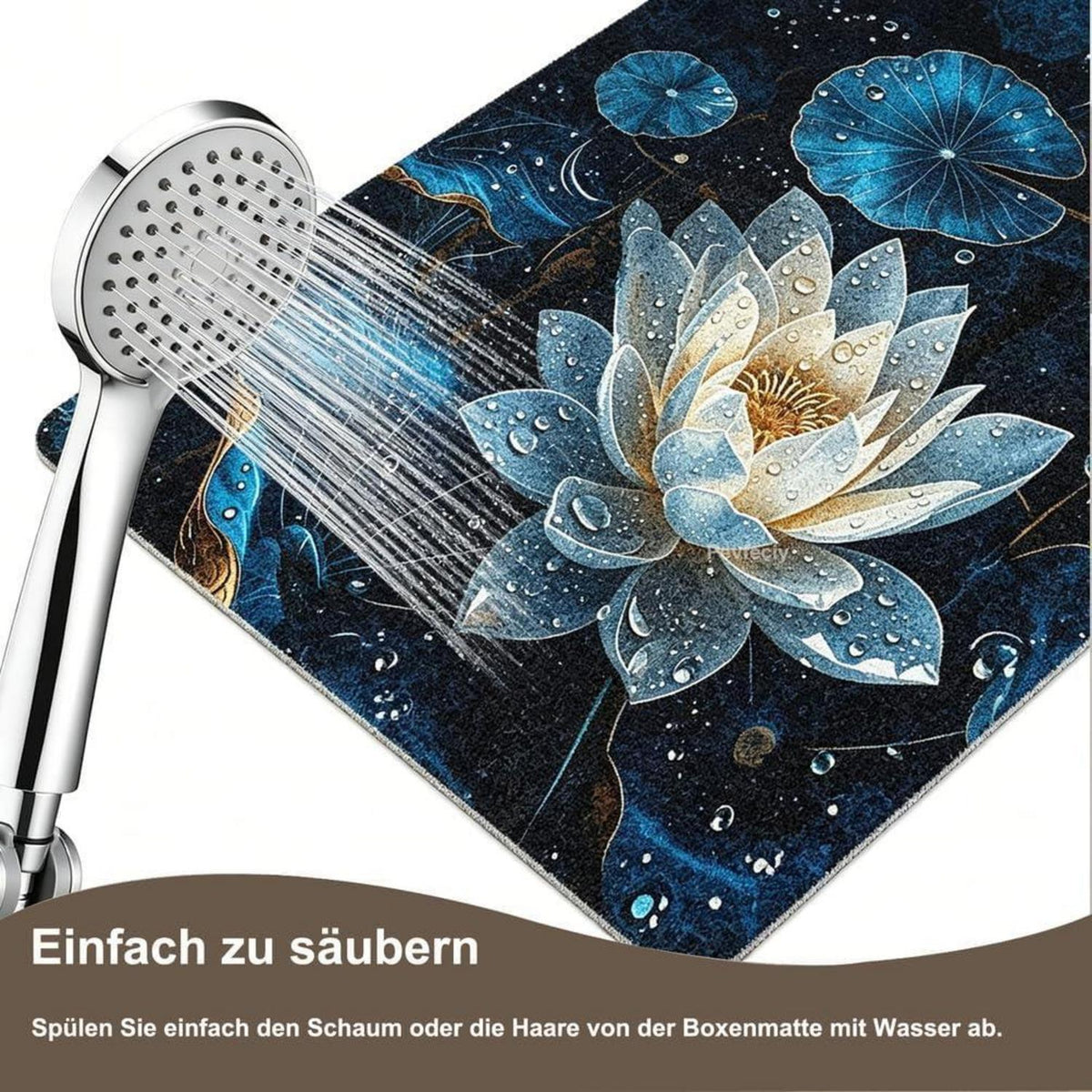 Rutschfeste Duschmatte 130x130 cm – Modernes Lotus-Muster