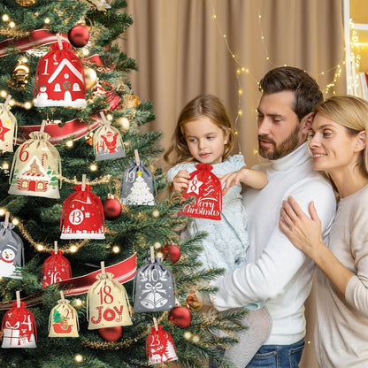 Adventskalender zum Befüllen 2026 – 24 Stoffbeutel mit Zubehör