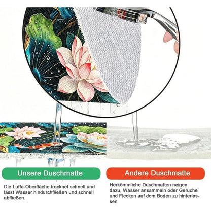 Rutschfeste Duschmatte 100x150 cm – Modernes Lotus-Muster