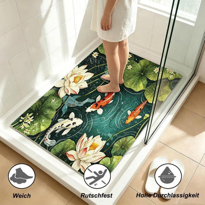 Rutschfeste Duschmatte 120x150 cm – Modernes Lotus-Muster