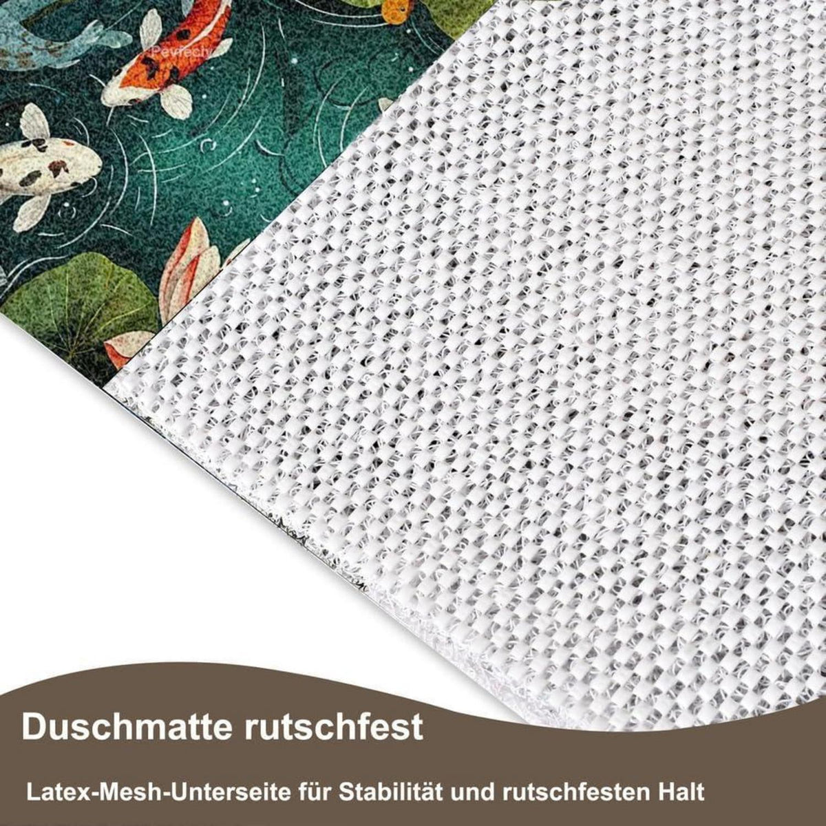 Rutschfeste Duschmatte 140x140 cm – Modernes Lotus-Muster