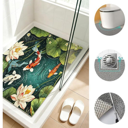 Rutschfeste Duschmatte 140x140 cm – Modernes Lotus-Muster
