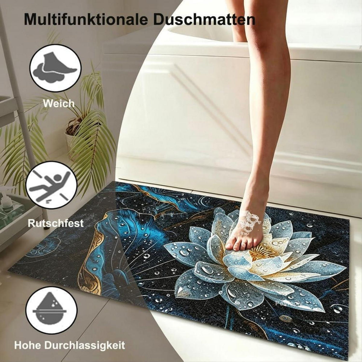 Rutschfeste Duschmatte 120x150 cm – Modern & Komfortabel