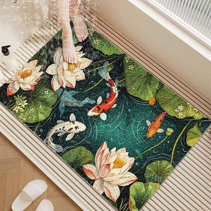 Rutschfeste Duschmatte 130x130 cm – Modernes Lotus-Muster
