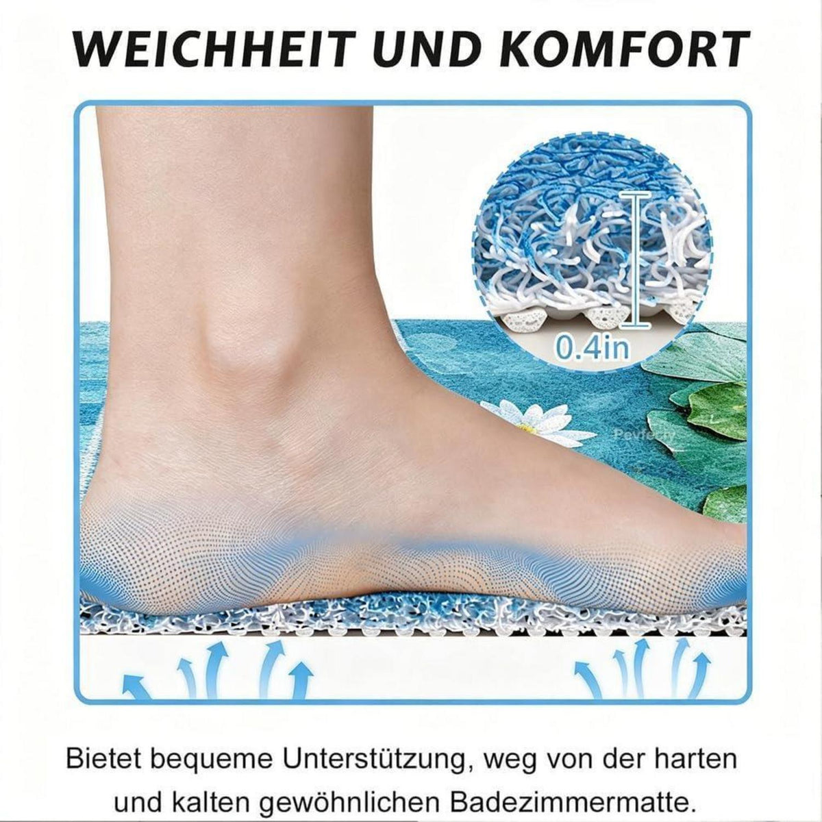 Rutschmatte Dusche 100x150 cm – Antirutsch, Modern & Ablaufloch