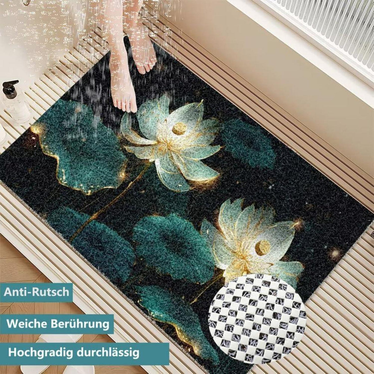 Rutschfeste Duschmatte 140x140 cm – Modern & Komfortabel
