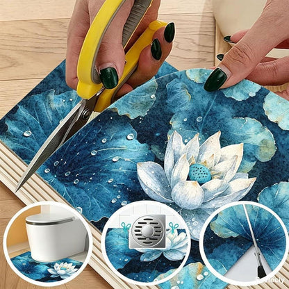 Rutschfeste Duschmatte 130x150 cm – Modernes Lotus-Muster