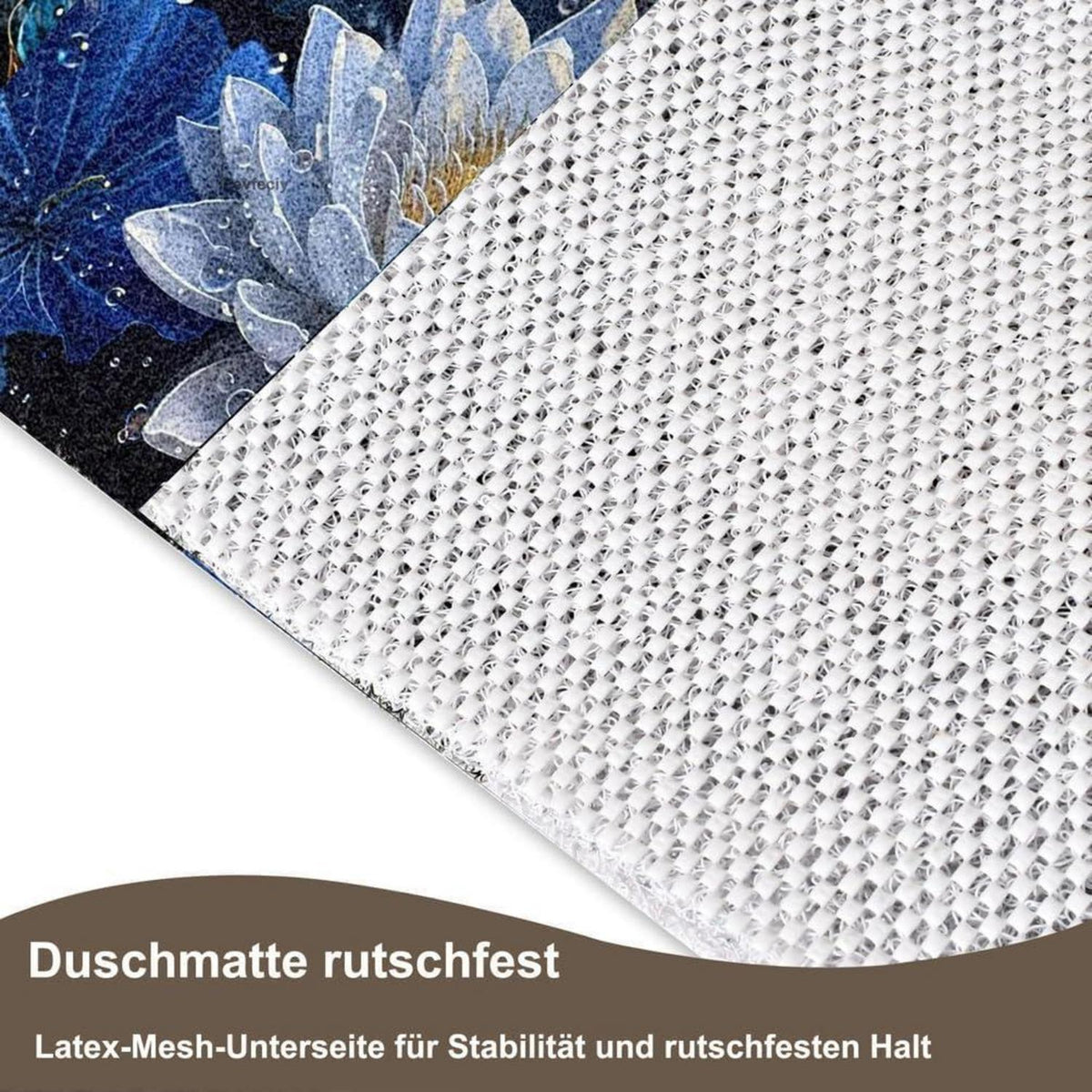 Rutschfeste Duschmatte 130x130 cm – Modernes Lotus-Muster