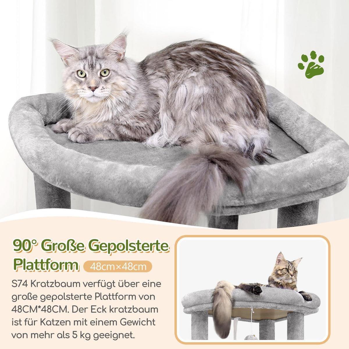 XXL Eck-Kratzbaum für Große Katzen – Stabil & Platzsparend