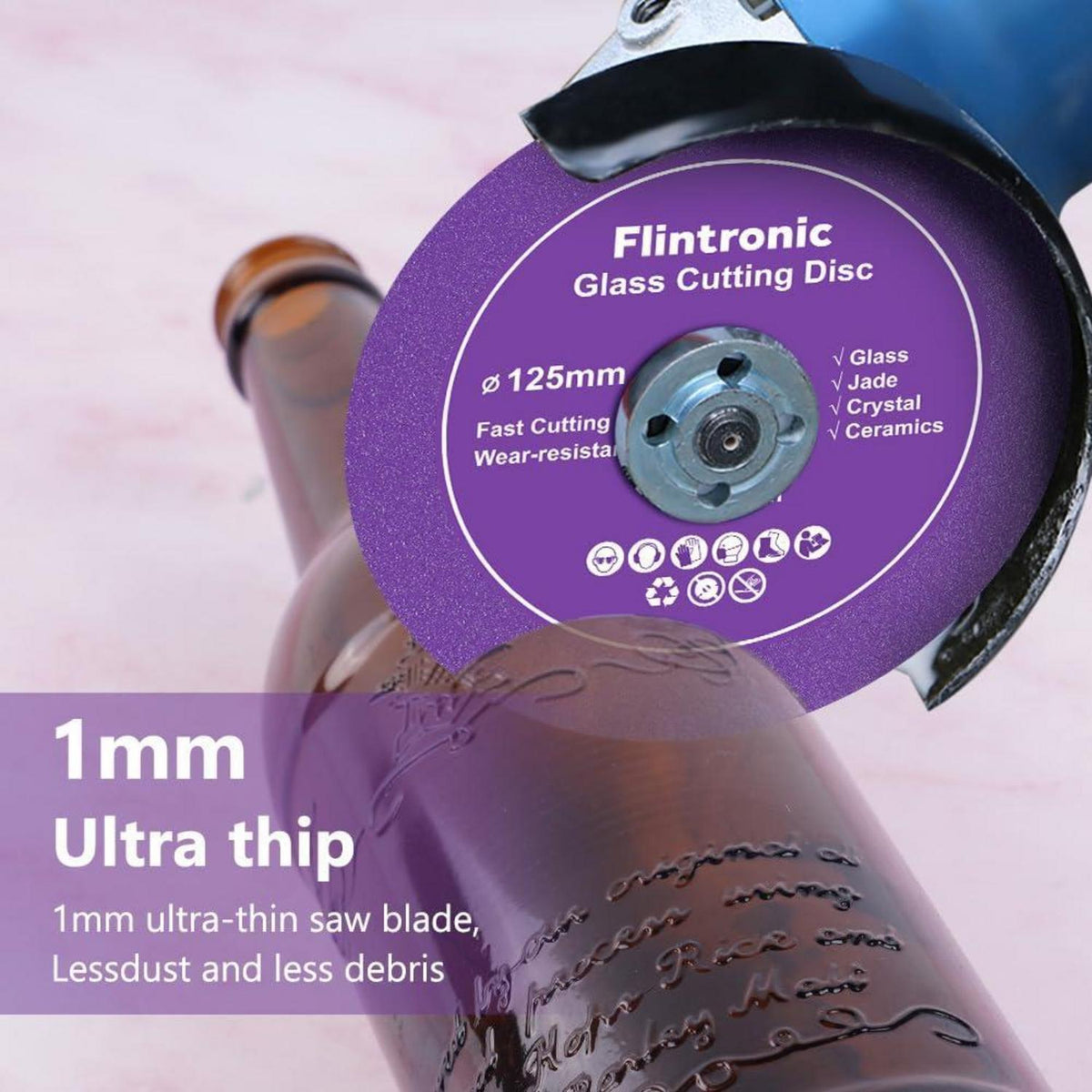 Diamant-Trennscheibe 125mm für Glas & Keramik (2 Stück, Lila)