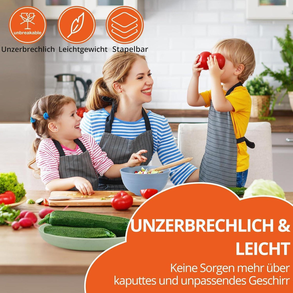 12-teiliges Camping Geschirr Set für 4 Personen, Blau