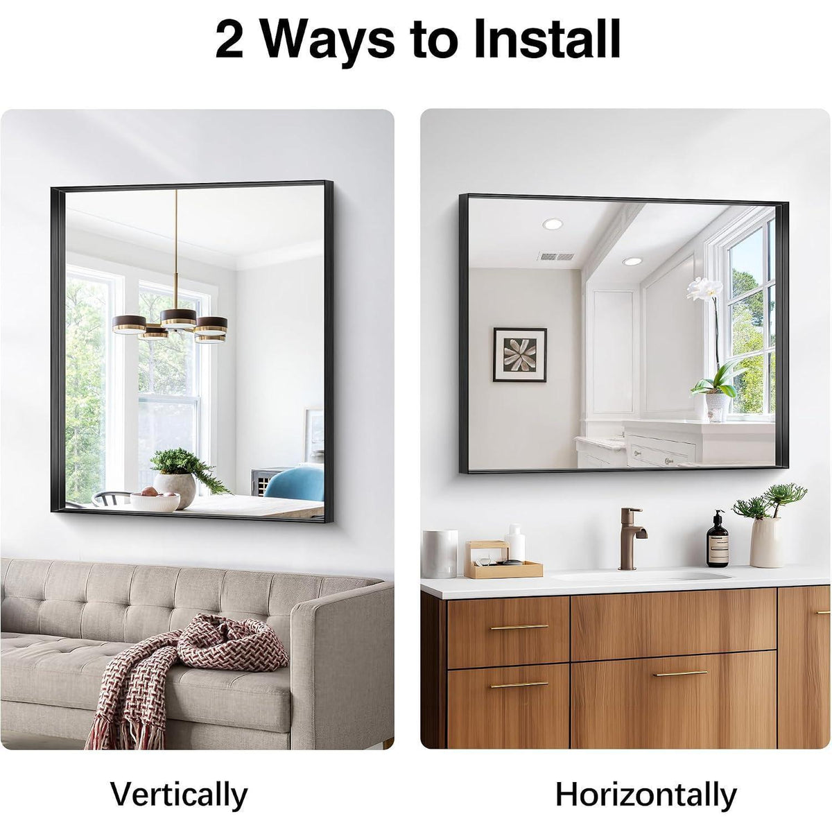 Schwarzer Wandspiegel 75x90 cm – Modern & Robust
