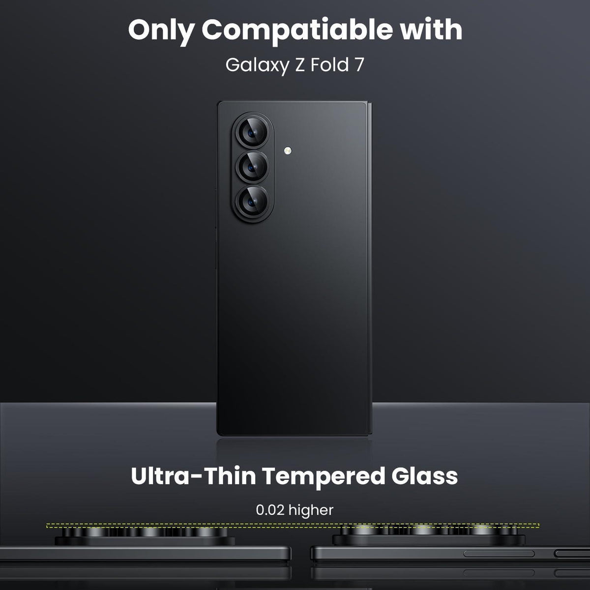Kameraschutz für Galaxy Z Fold 7, gehärtetes Glas, Titan Schwarz
