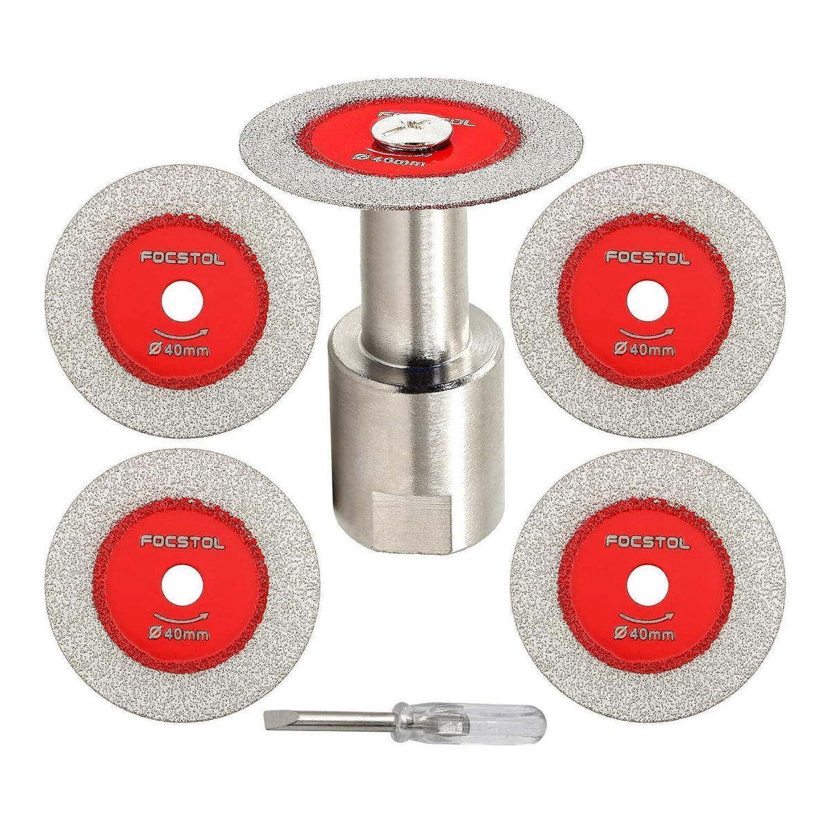 Diamant Trennscheibe 40mm für Glas & Fliesen, 5er Set mit Flansch