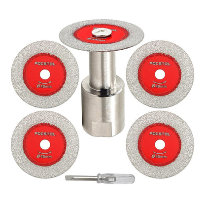 Diamant Trennscheibe 40mm für Glas & Fliesen, 5er Set mit Flansch