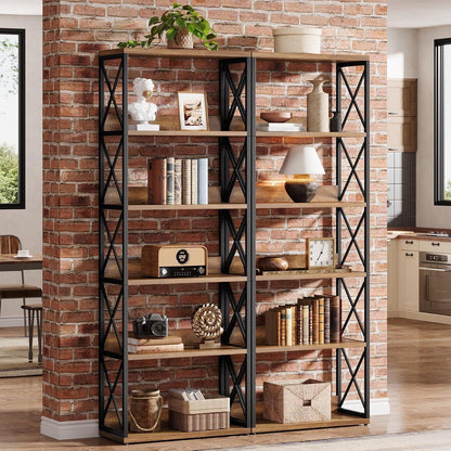 Industrie Bücherregal 6-stöckig, 178cm hoch, Braun & Schwarz