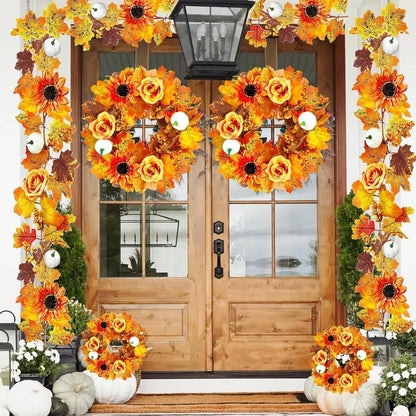 Künstliche Ahornblattgirlande - 2er Set für Herbstdeko
