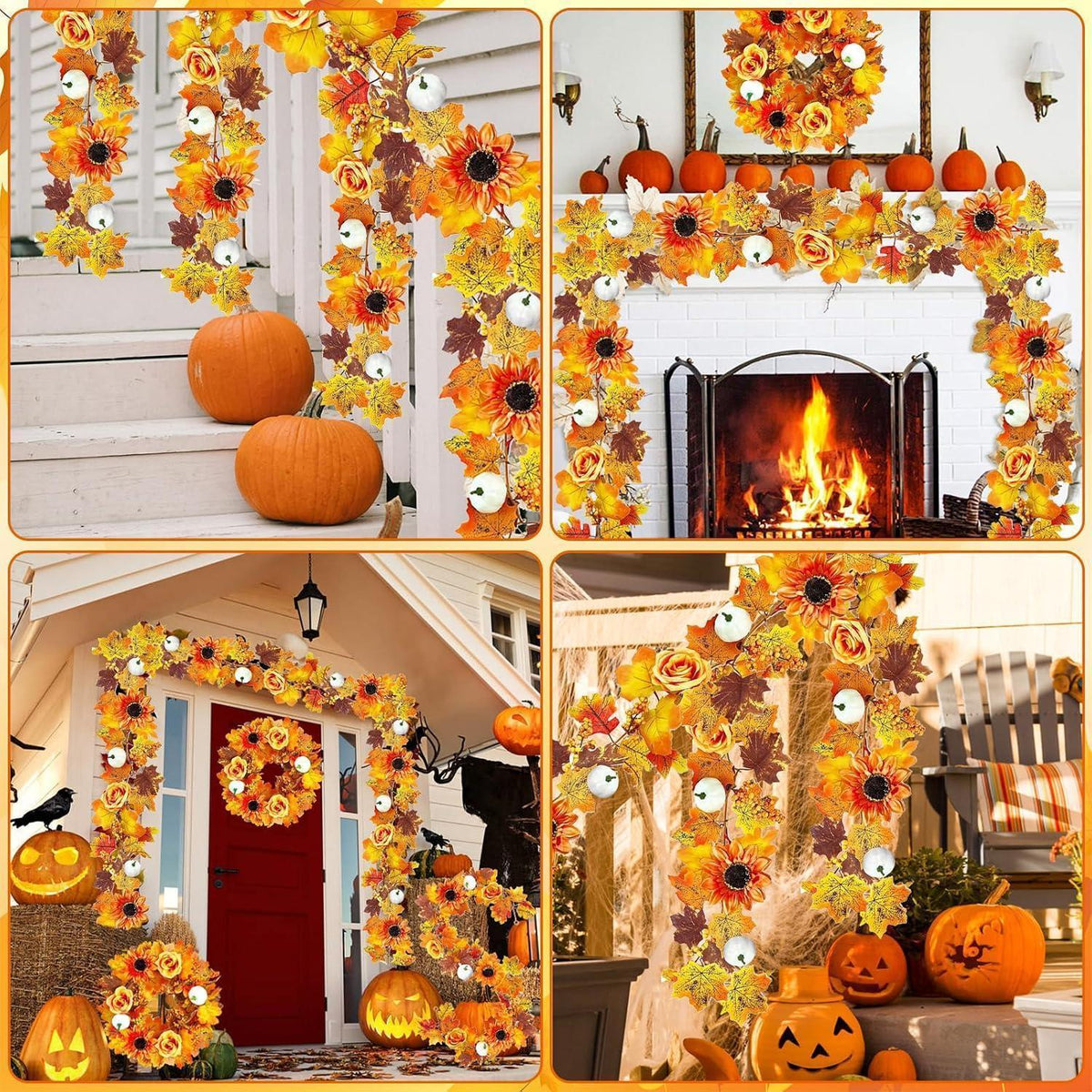 Künstliche Ahornblattgirlande - 2er Set für Herbstdeko