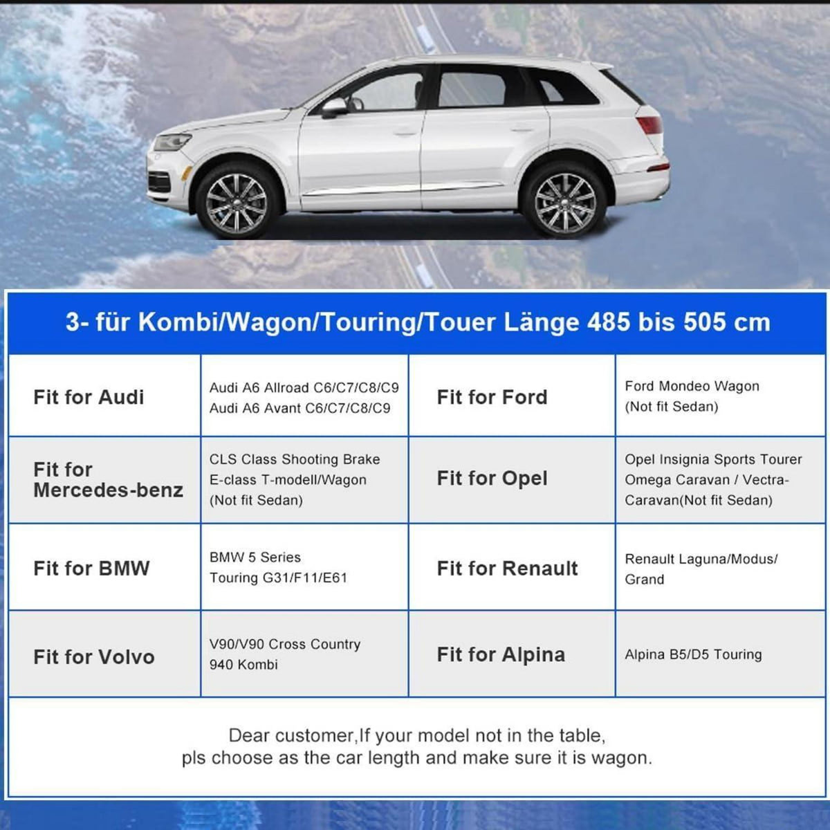 Wasserdichte Autoabdeckung für Kombi 485-505 cm – Schutz für Audi, BMW, Mercedes & Volvo
