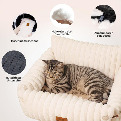 Flauschiges Katzensofa mit abnehmbarem Bezug – 63x55 cm