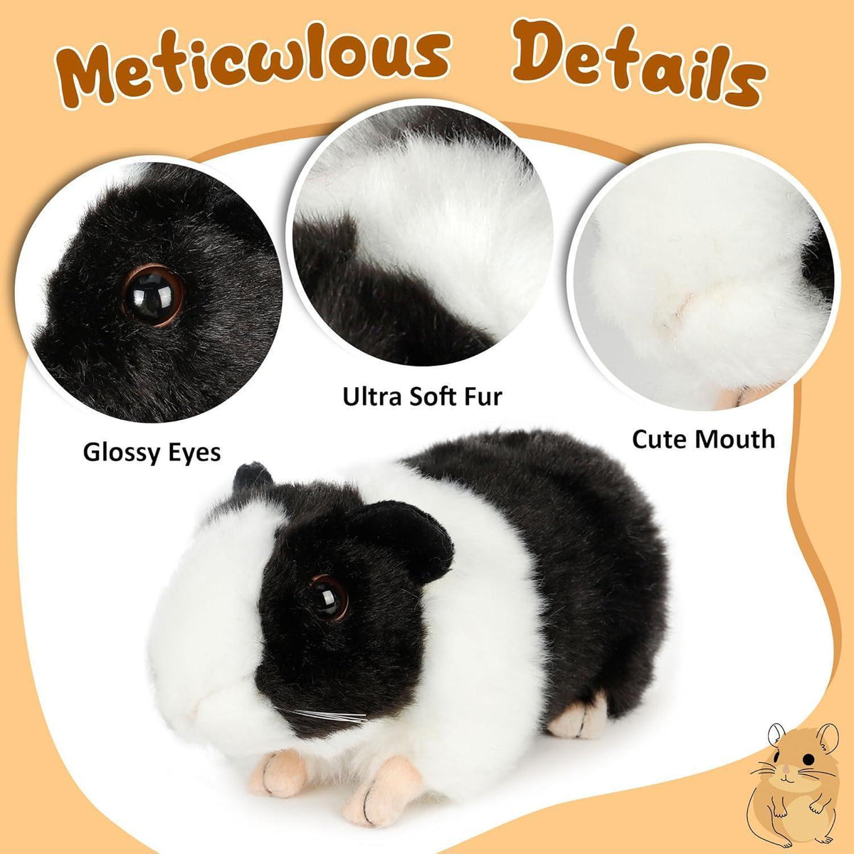 Schwarz Meerschweinchen Kuscheltier - Realistisch & Weich