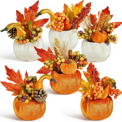 Künstliche Kürbisse Herbstdeko Set mit Beeren & Eicheln