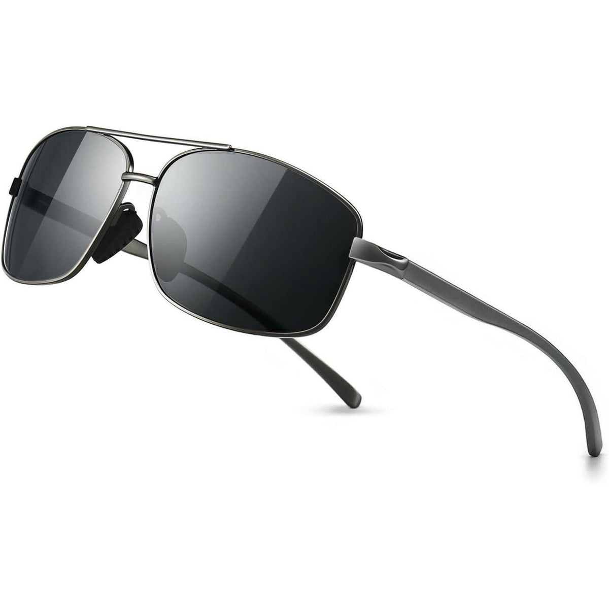 Herren Sonnenbrille Rechteckig Polarisert UV400 Metallrahmen Grau