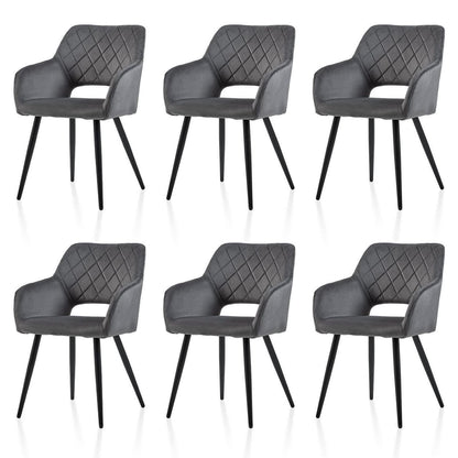 Samt Esszimmerstühle Set 6 – Grau, gepolstert & modern