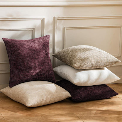 2x Kissenbezug Weinrot 30x50 Chenille - Weich & Dekorativ
