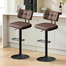 Barhocker Set 2x Höhenverstellbar PU-Leder Braun