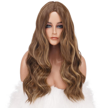 Lange lockige Braun-Blond Perücke 60cm – Natürliche Damen Perücke