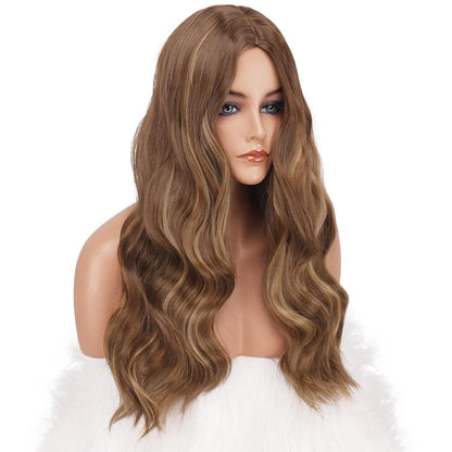 Lange lockige Braun-Blond Perücke 60cm – Natürliche Damen Perücke