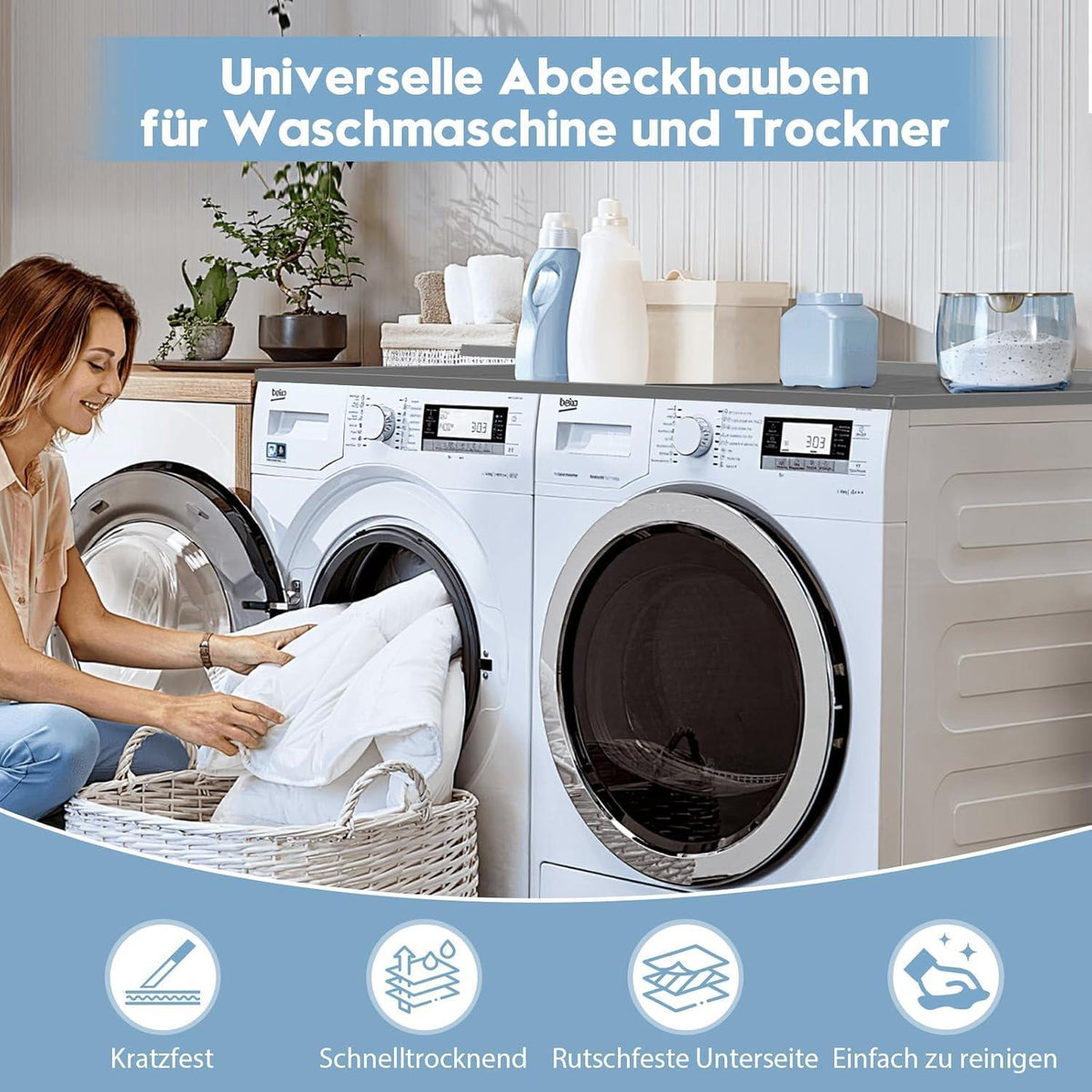 Waschmaschinenauflage Silikon 60x50cm – Rutschfest & Ablagefläche